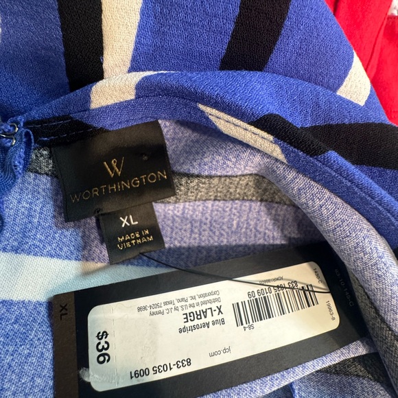 Worthington dressy tank v neck front and back, zip back, peplum back size XL - Picture 5 of 6